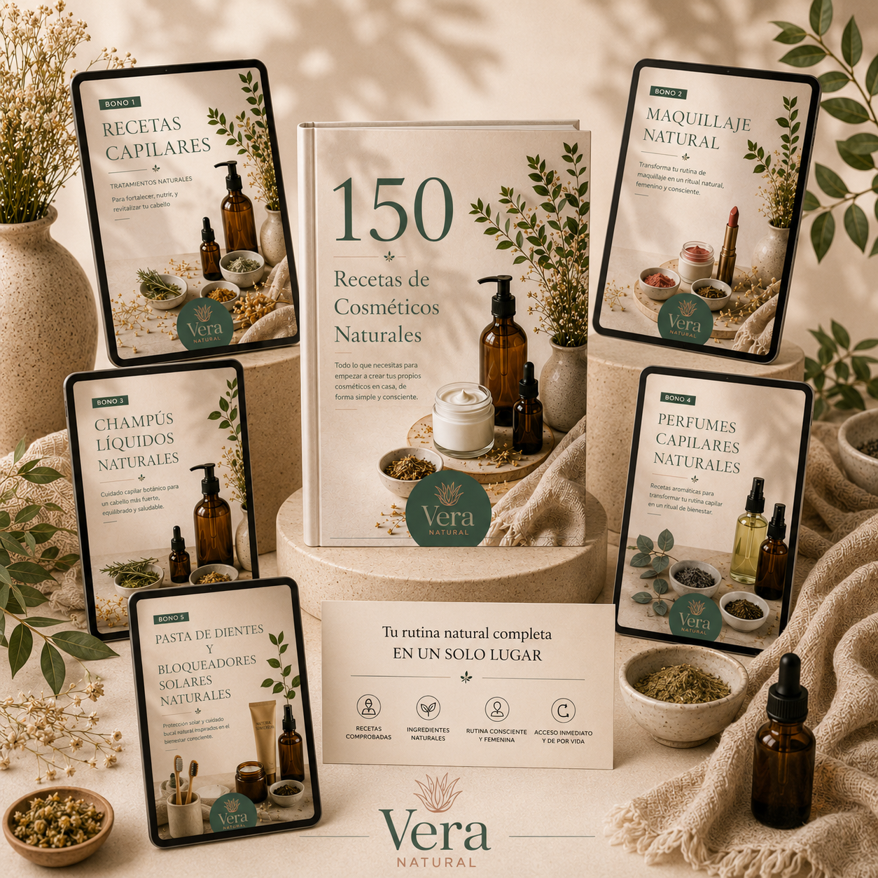 +150 RECETAS DE COSMÉTICA NATURAL + 5 BONOS 🎁